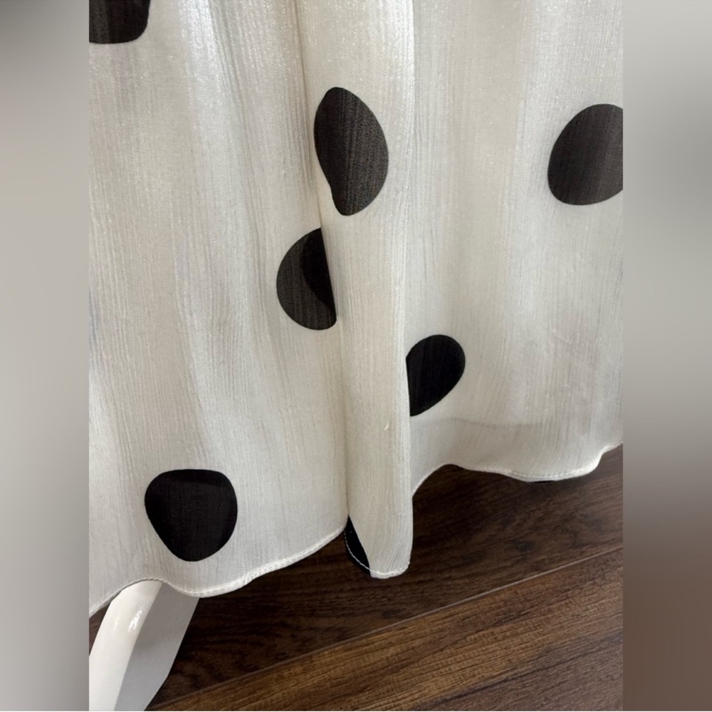 Halpern Polka-Dot Plisse Belted Halter Midi Dress - Picture 4 of 9